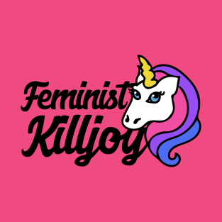 Rainbow Unicorn Logo on a Feminist Killjoy t-shirt